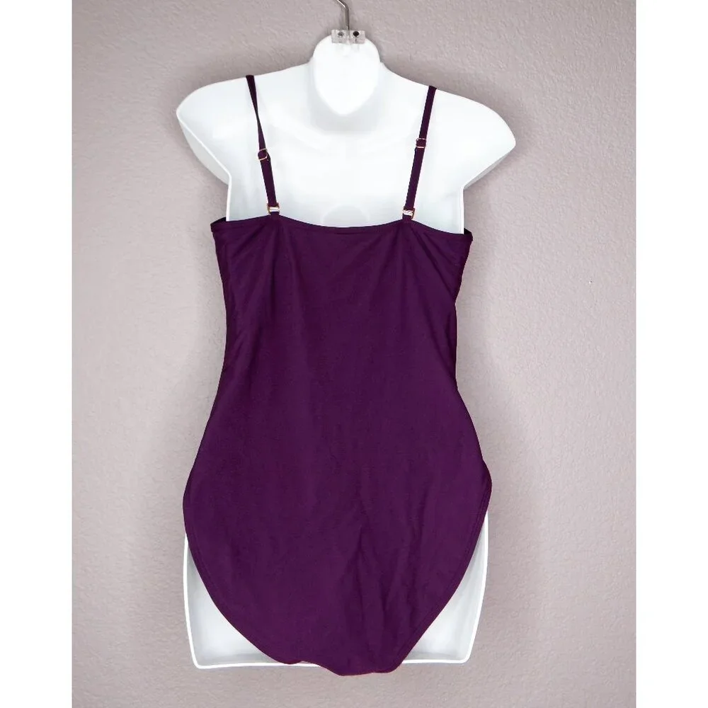 Victoria's Secret One Piece Swimsuit Dark Plum Purple Adjustable Straps Sz 12 B